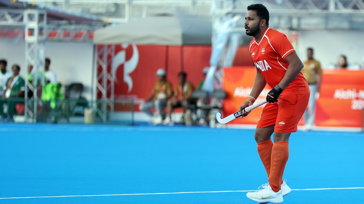 Harmanpreet Singh in action in hockey semifinal against Pakistan at Asian Games