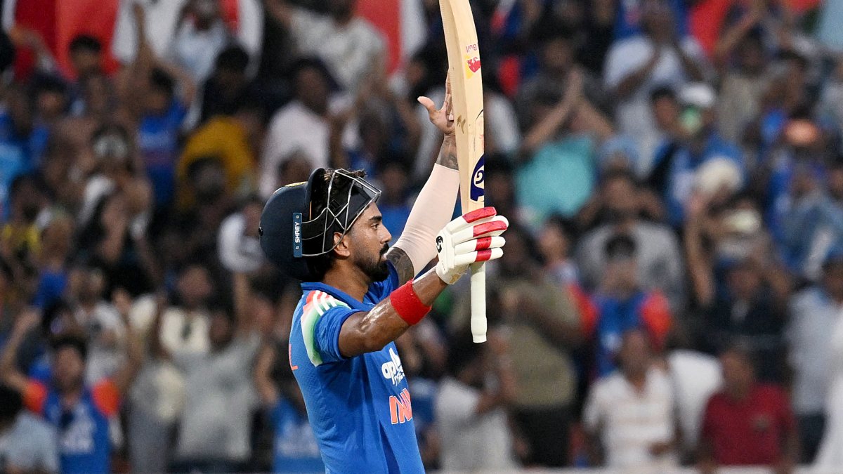 KL Rahul celebrates century in India vs West Indies 3rd ODI