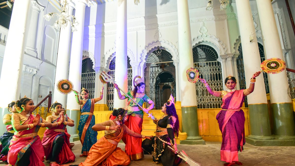 Artists perform Mahishasura Mardini dance ahead of Durga Puja in Kolkata