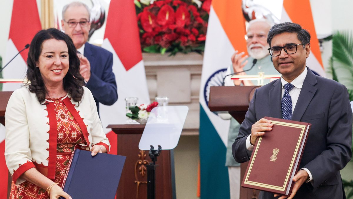 Modi and Swiss president witness MoU exchange in Delhi