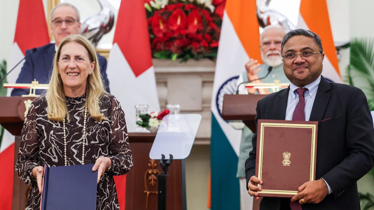 Modi and Swiss president witness MoU exchange in Delhi