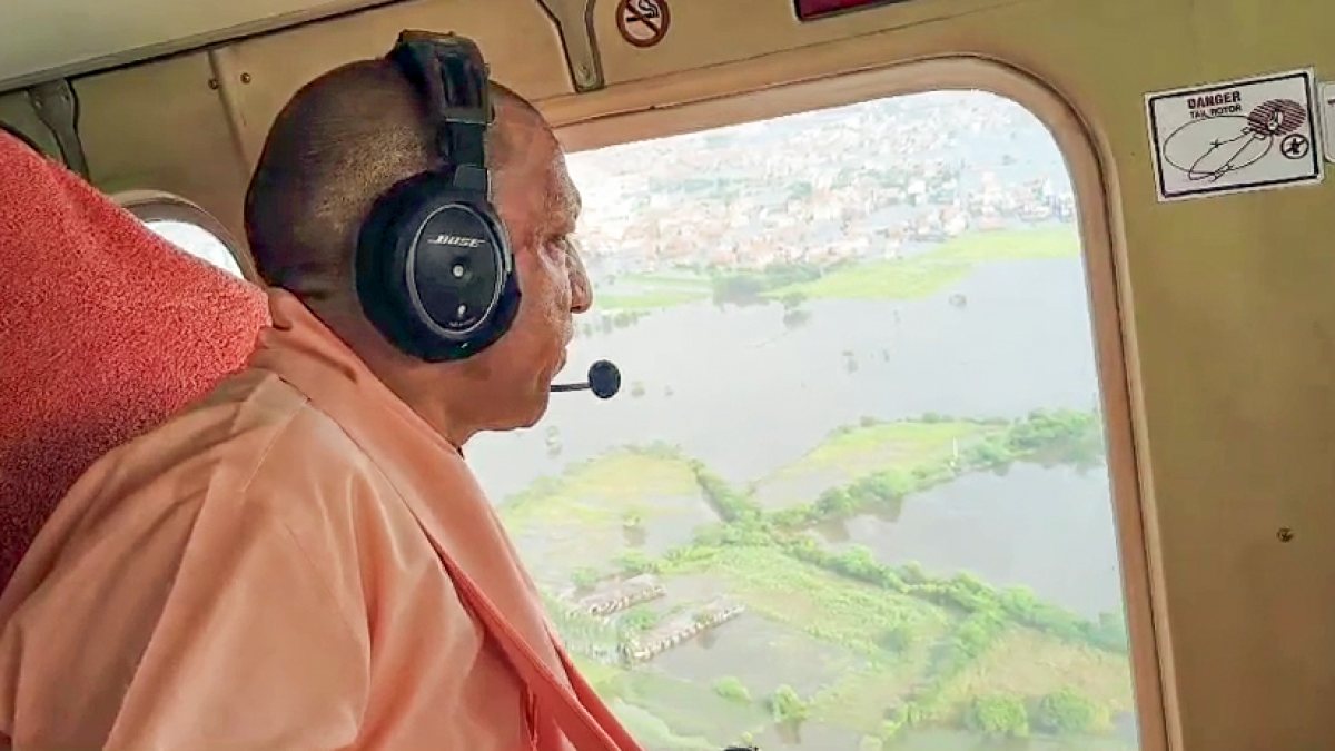 Yogi Adityanath surveys flood-hit Lucknow area by air