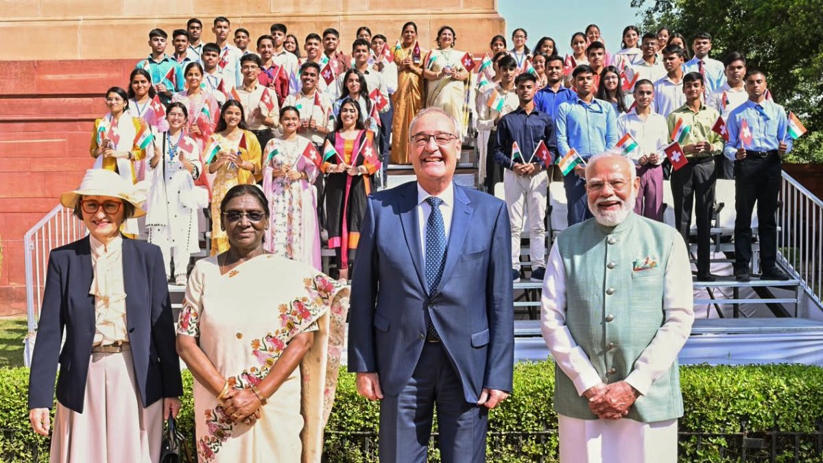 Swiss president receives ceremonial welcome at Rashtrapati Bhavan