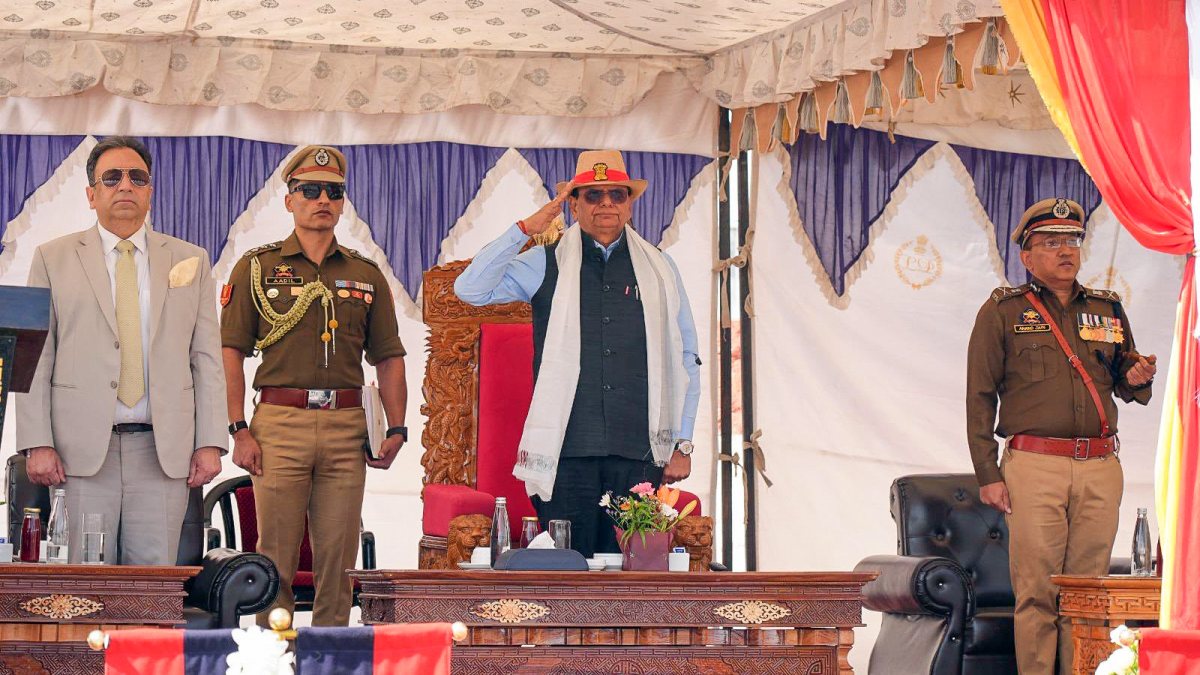 Ladakh LG Saxena takes salute at police passing-out parade in Leh