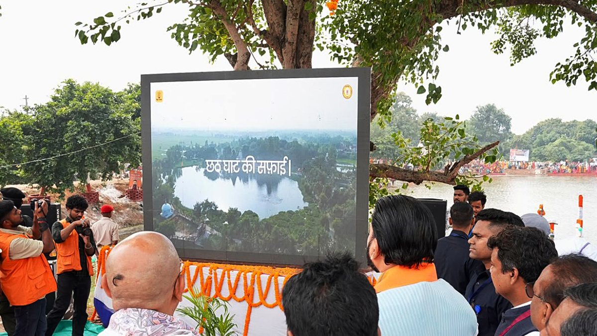 Bihar CM Samrat Choudhary inspects pond renovation in Rohtas
