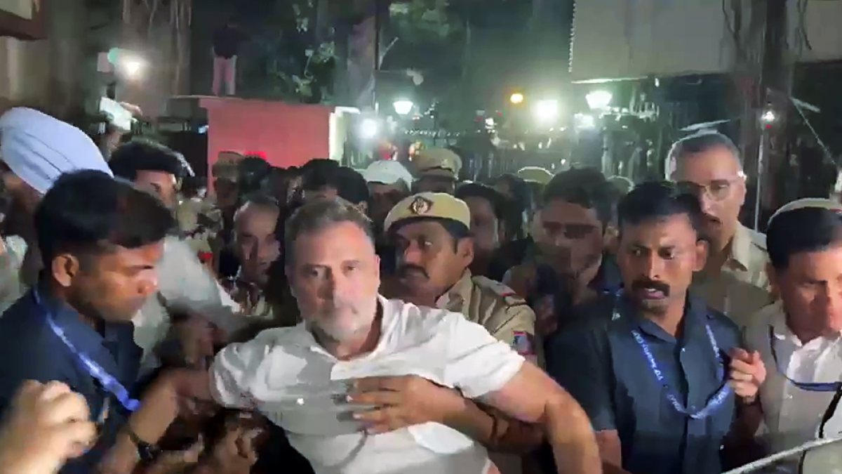 Rahul Gandhi detained during INDIA bloc protest at Akashvani Bhavan