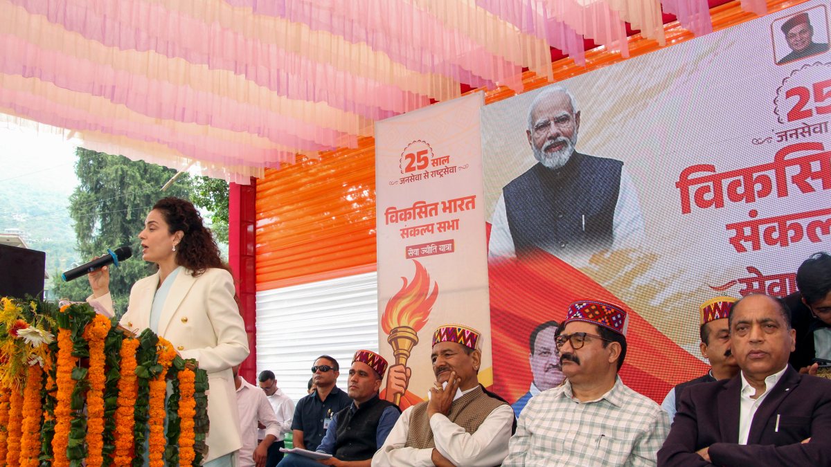 Kangana Ranaut addresses public at Viksit Bharat event in Kullu