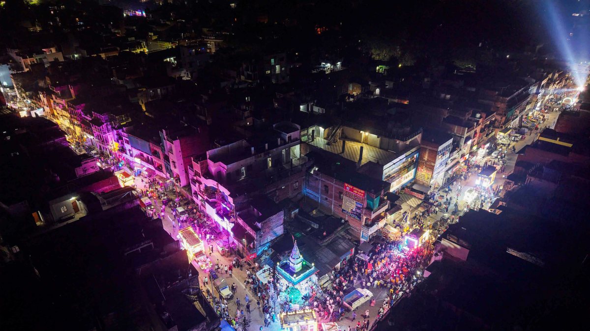 Aerial view of Ravan ki Barat in Prayagraj
