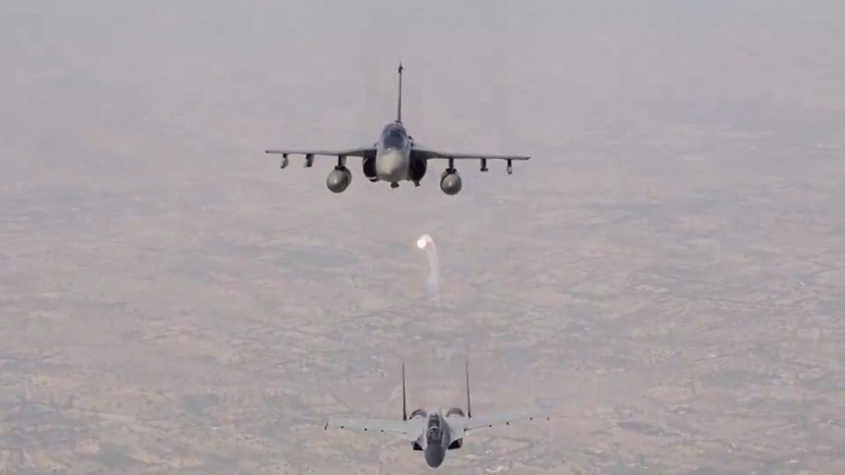 IAF aircraft fly in formation at Exercise Tarang Shakti 2026