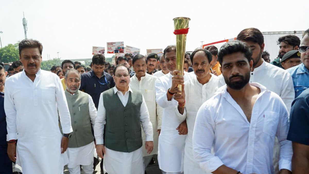 JP Nadda attends Viksit Bharat Sankalp Sabha in Greater Noida