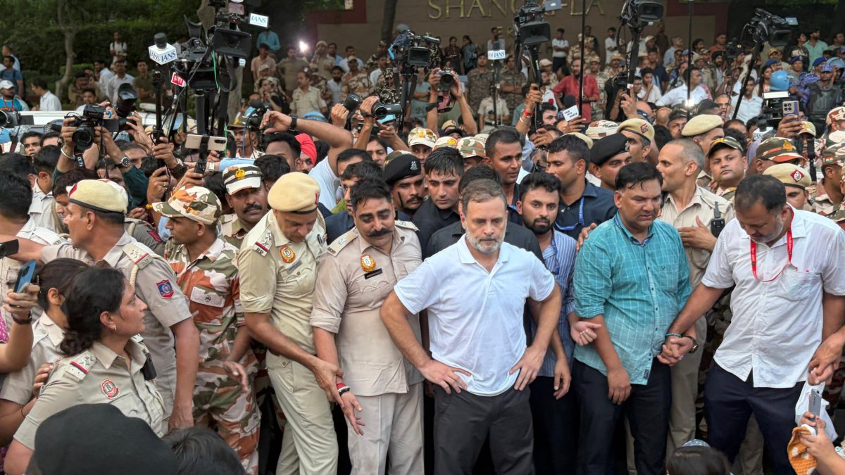 Rahul Gandhi joins INDIA bloc MPs protest against CEC near Jantar Mantar