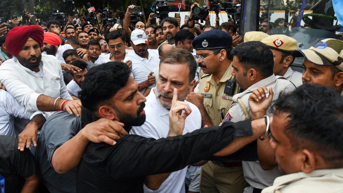 Rahul Gandhi joins INDIA bloc MPs protest near Jantar Mantar