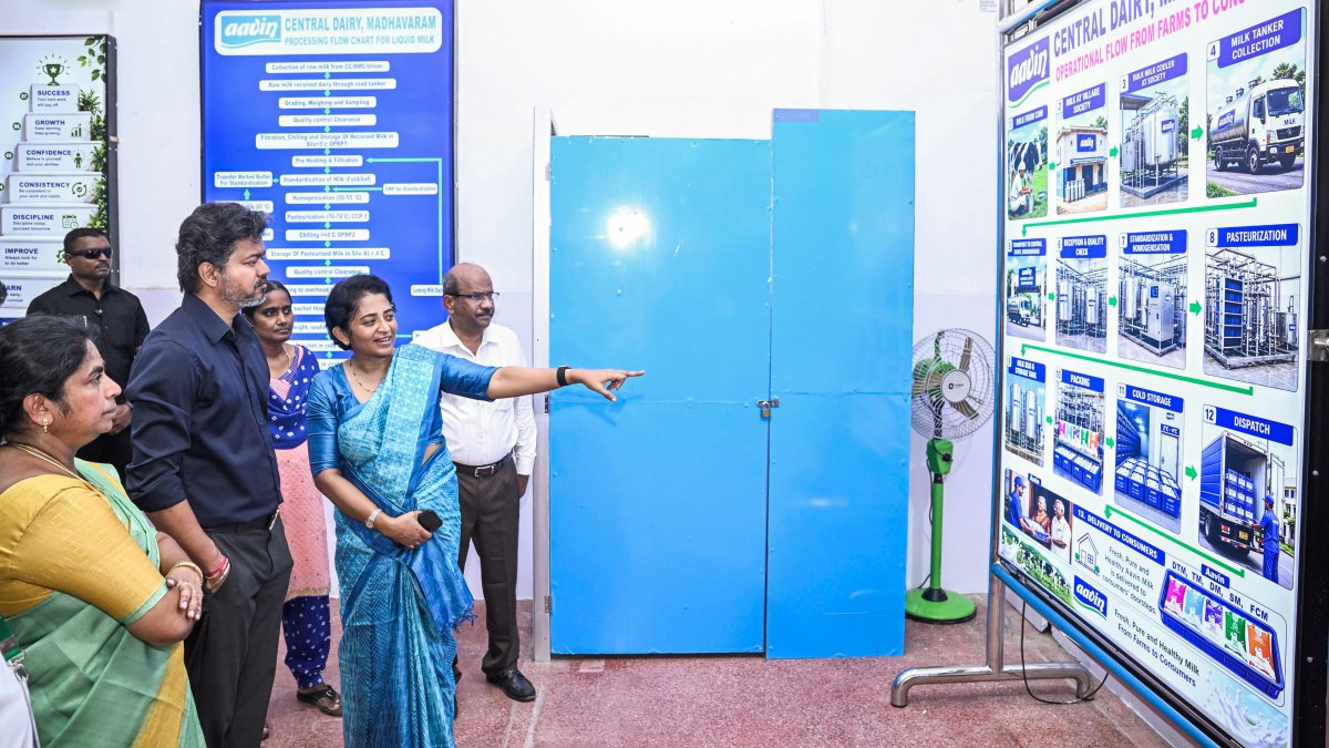 Tamil Nadu CM Vijay inspects central dairy in Chennai