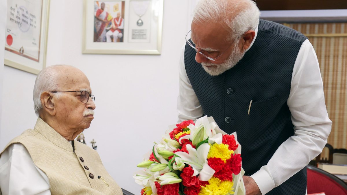 PM Modi meets L K Advani on 25 years as head of government