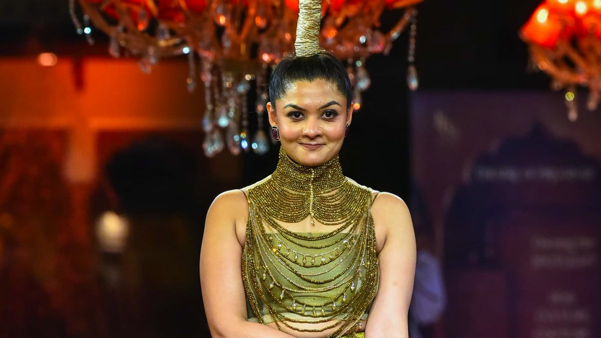 Model walks ramp at Theatre of Dreams 4.0 in Jaipur