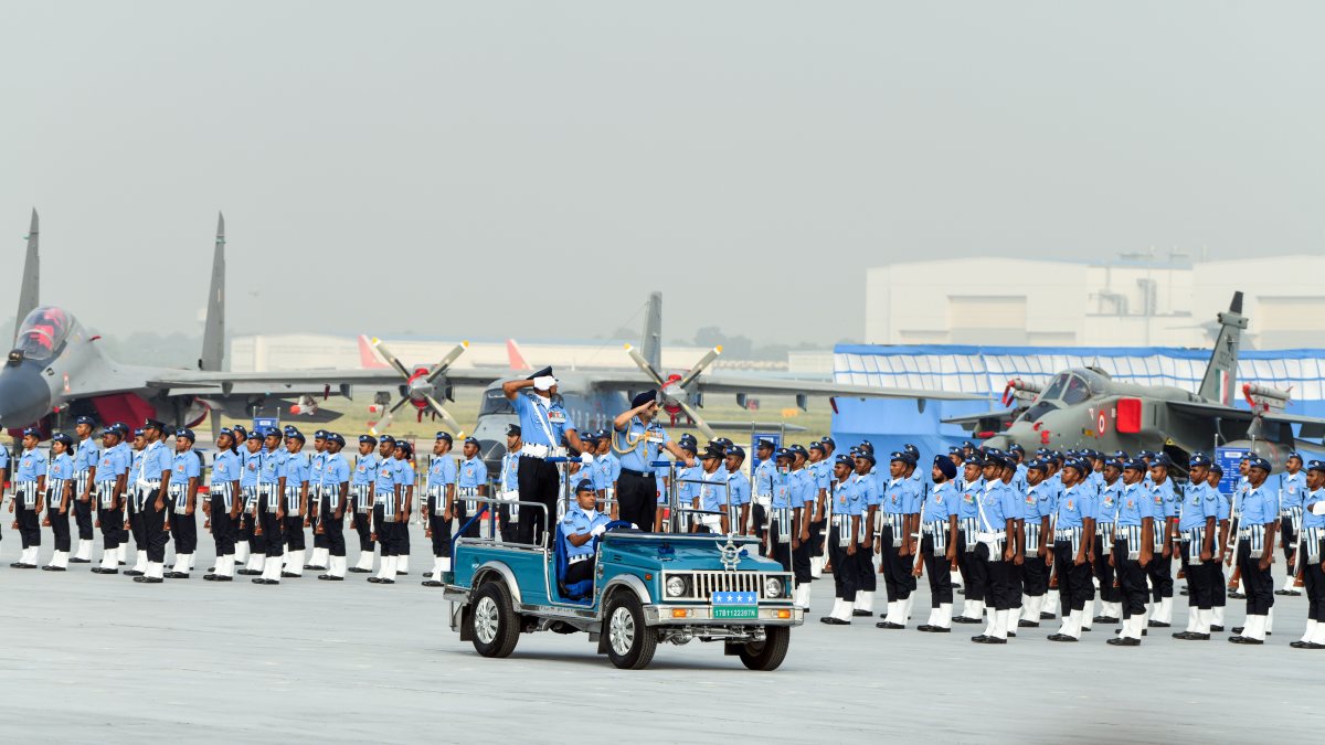 Air chief marshal inspects air force day parade at Hindon