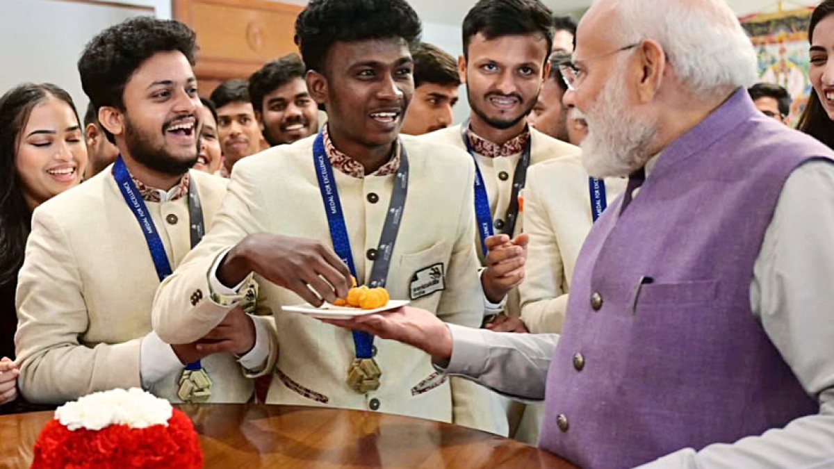 PM Modi offers sweets to WorldSkills Shanghai 2026 participants