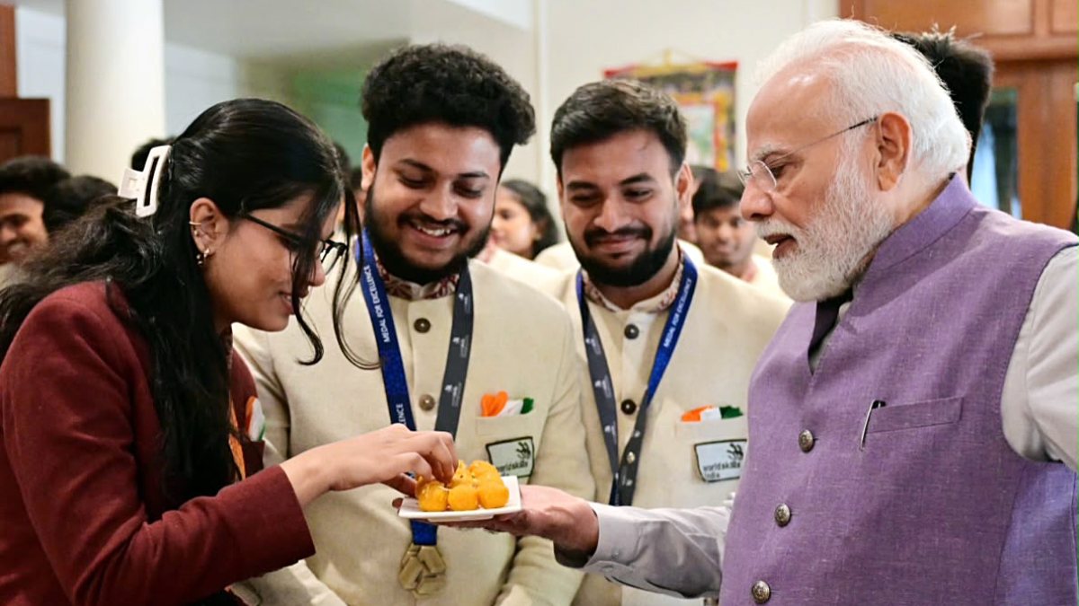 PM Modi offers sweets to WorldSkills Shanghai 2026 participants