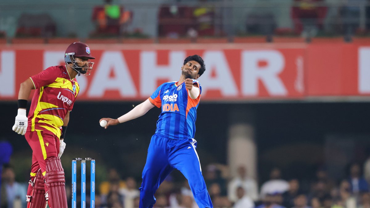 Mayank Yadav bowls in 2nd T20I against West Indies in Ranchi