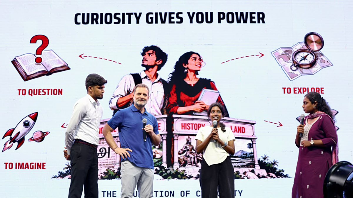 Rahul Gandhi interacts with students in Chennai