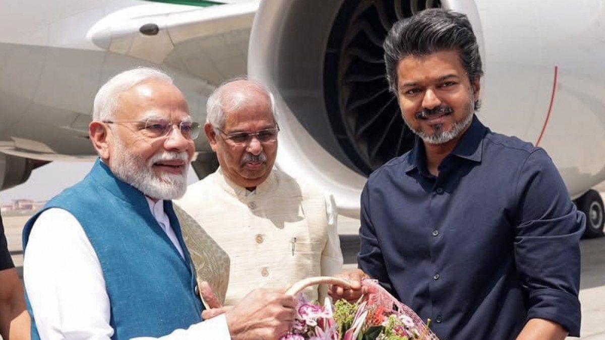 PM Modi welcomed by Tamil Nadu CM Vijay at Chennai airport
