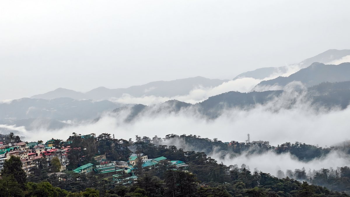 Shimla hills shrouded in dense clouds after heavy rain