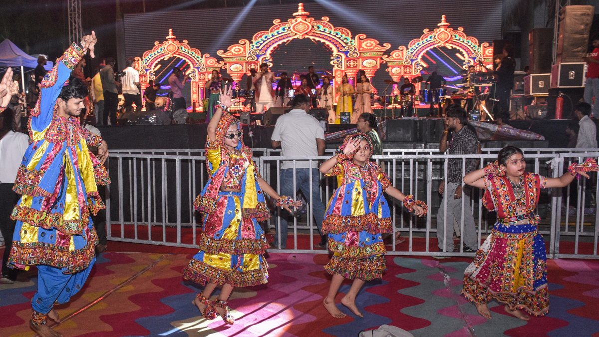 Artists perform traditional Garba on Navratri first day in Surat