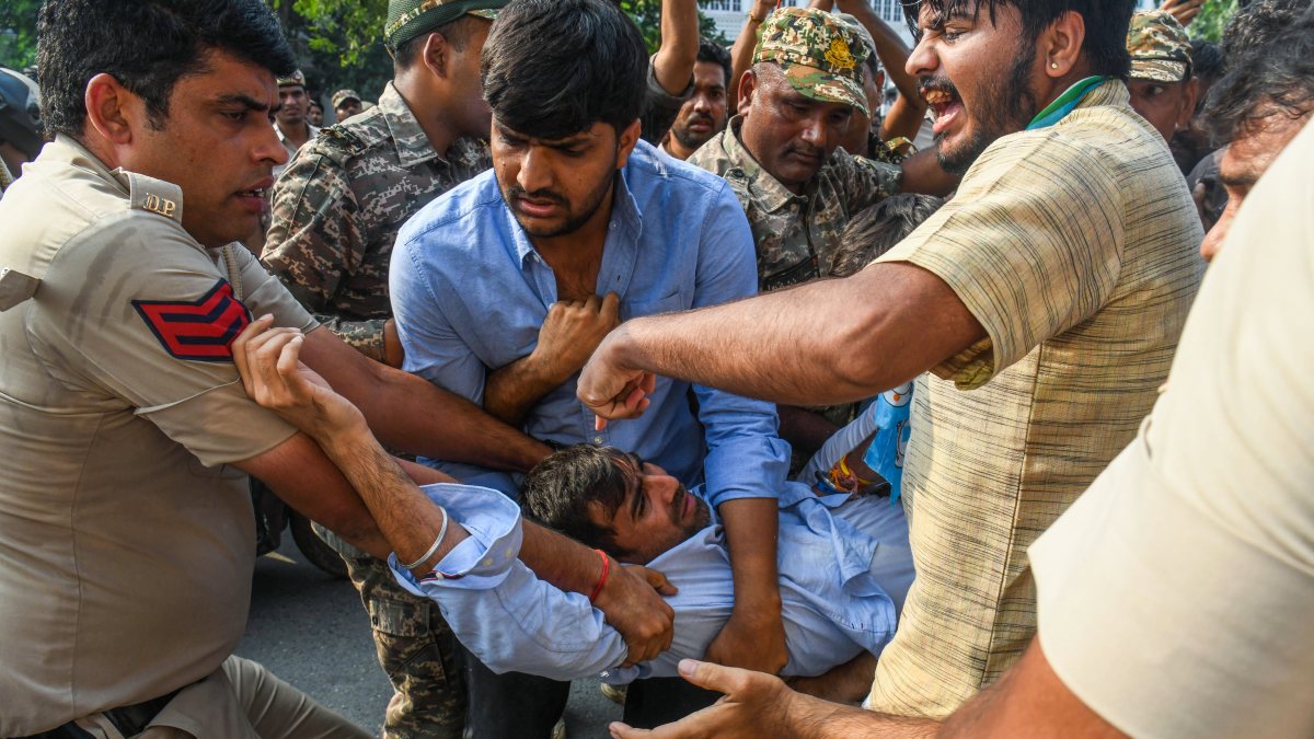 NSUI president detained during protest at Connaught Place