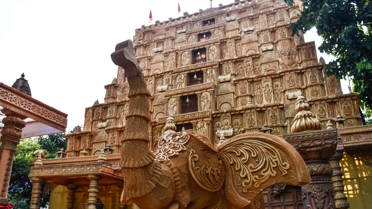 Durga Puja pandal built on Swami Padmanabha Temple theme in Prayagraj