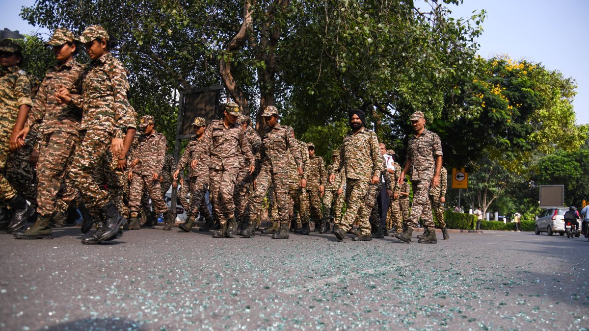 CRPF personnel deployed during NSUI protest in New Delhi