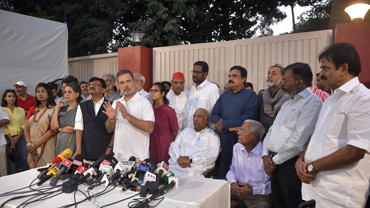 Rahul Gandhi and INDIA bloc leaders address media over SIR row
