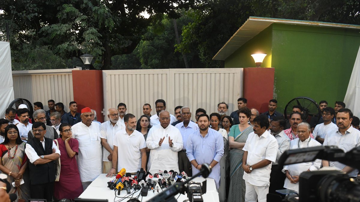 Kharge addresses press conference after INDIA bloc meeting