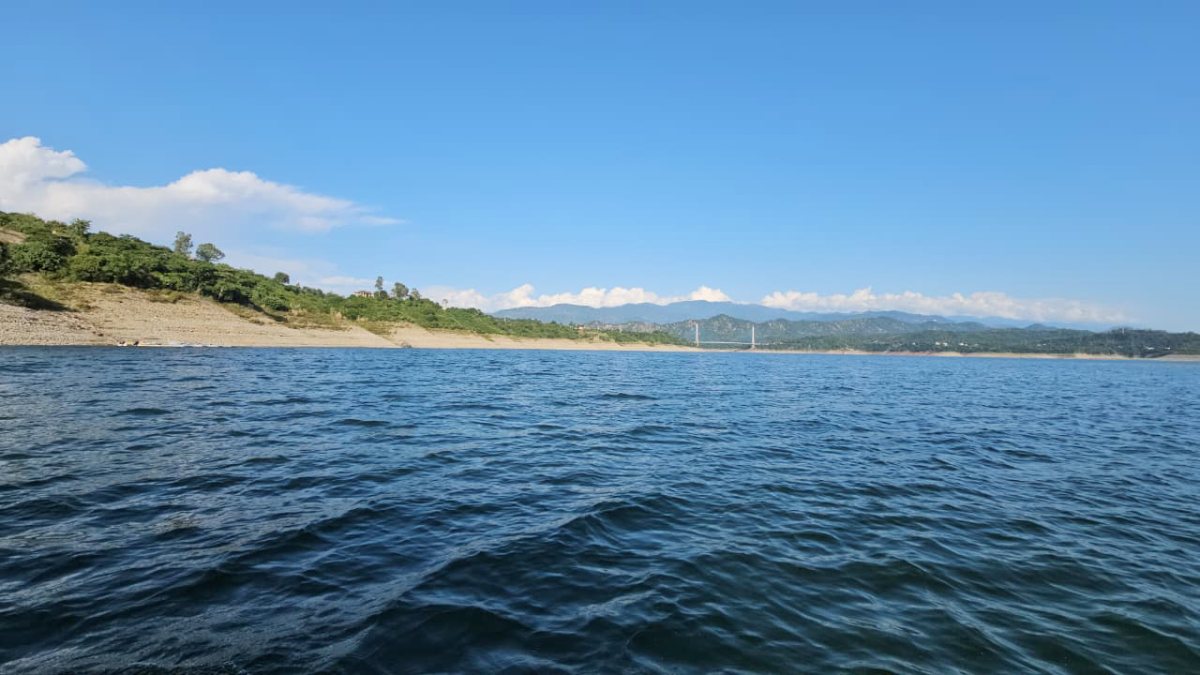 Scenic view of Ravi River near Basohli in Kathua