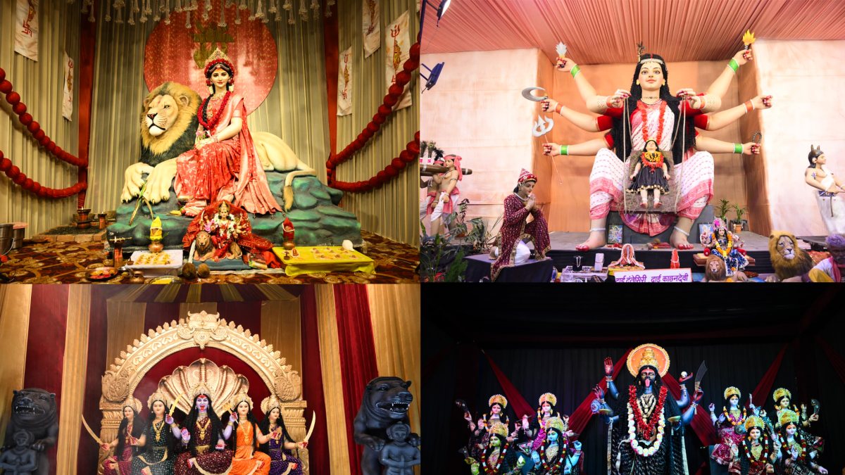 Raipur Durga Puja pandals feature themed deity displays