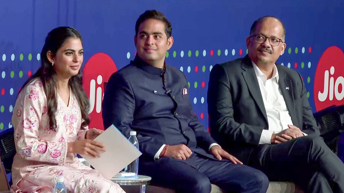 Akash and Isha Ambani attend Jio IPO announcement in Mumbai