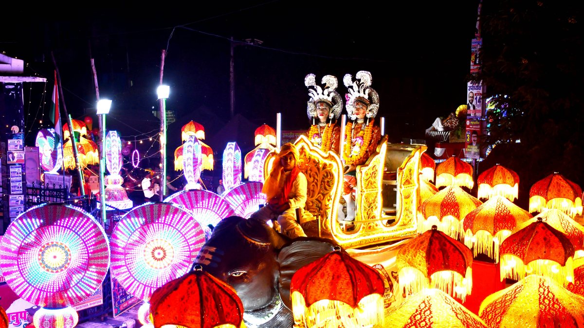 Artists dressed as Ram and Laxman lead Navratri procession in Prayagraj