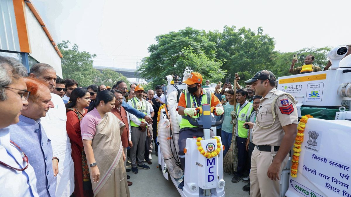 Delhi CM Rekha Gupta flags off MCD sanitation vehicles