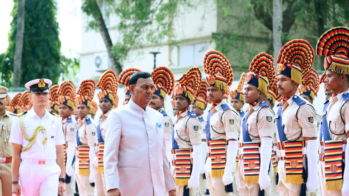 Odisha governor Braj Mohan Ram inspects guard of honour