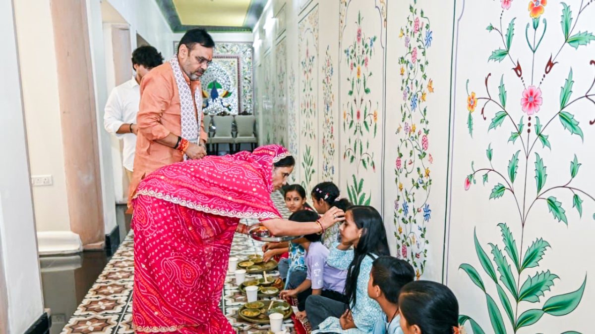Rajasthan CM Bhajanlal Sharma performs Kanya Pujan on Maha Navami in Jaipur