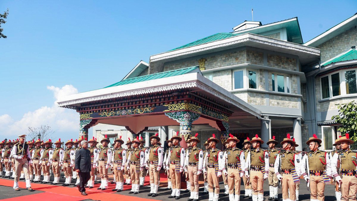 Sikkim governor Dushyant Kumar Gautam inspects guard of honour
