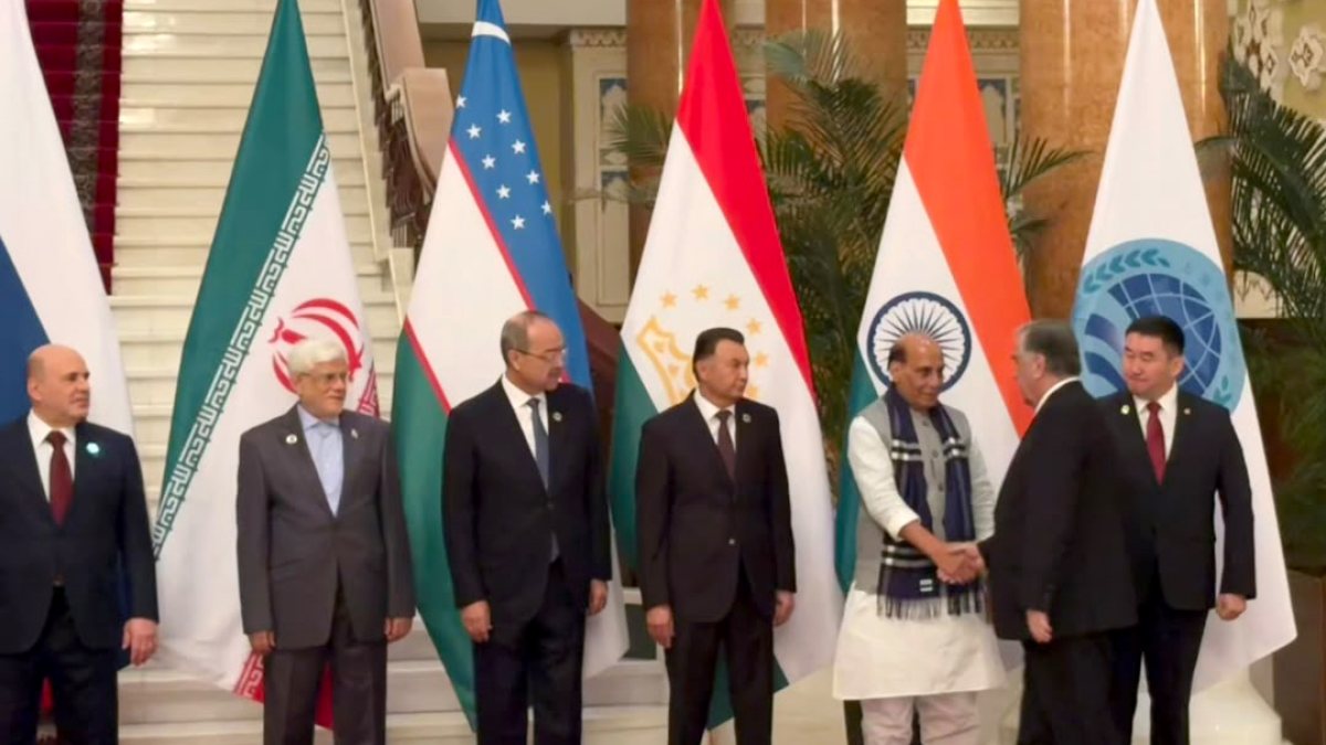 Tajik president welcomes Rajnath Singh at SCO meeting in Dushanbe