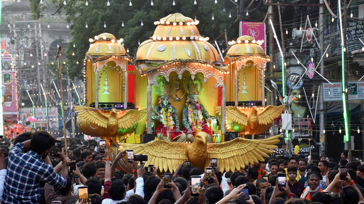 Crowds gather for Dussehra procession in Prayagraj