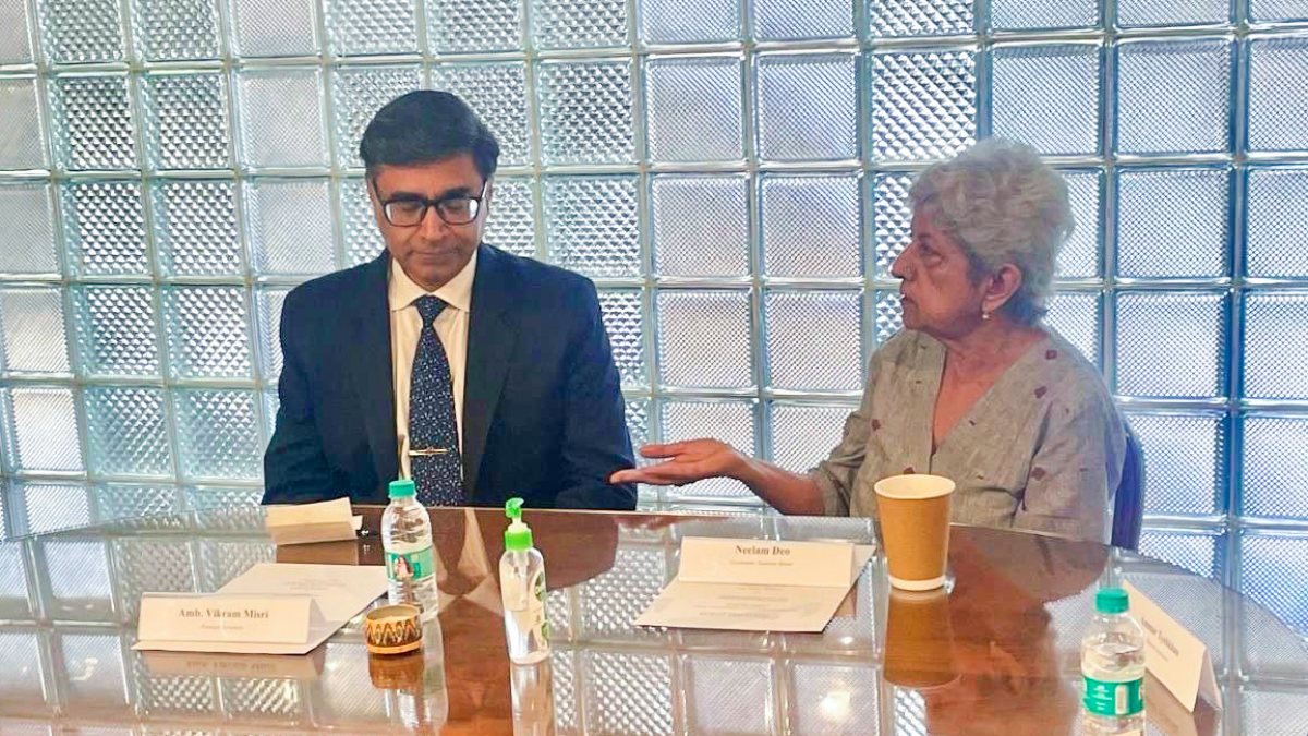 Foreign secretary Vikram Misri speaks at Gateway House in Mumbai