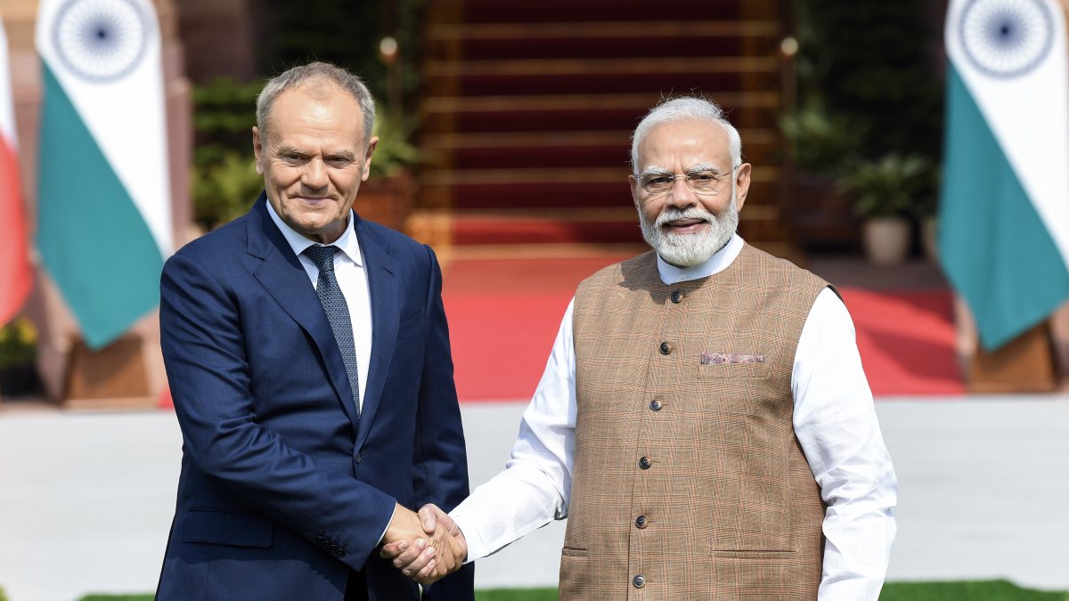 Modi meets Polish PM Tusk at Hyderabad House