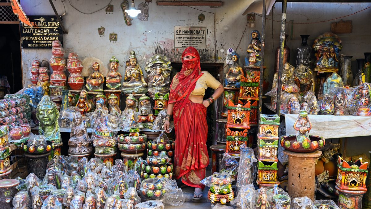 Delhi potter displays terracotta items ahead of Diwali