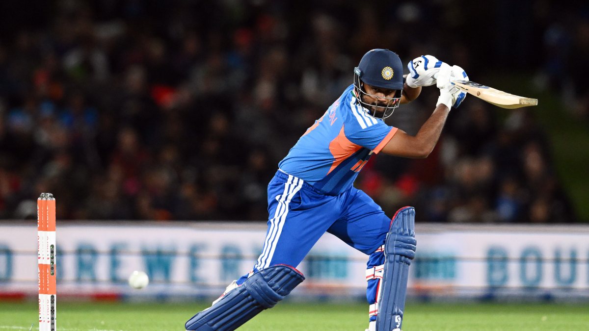 Sanju Samson plays a shot during first T20I against New Zealand