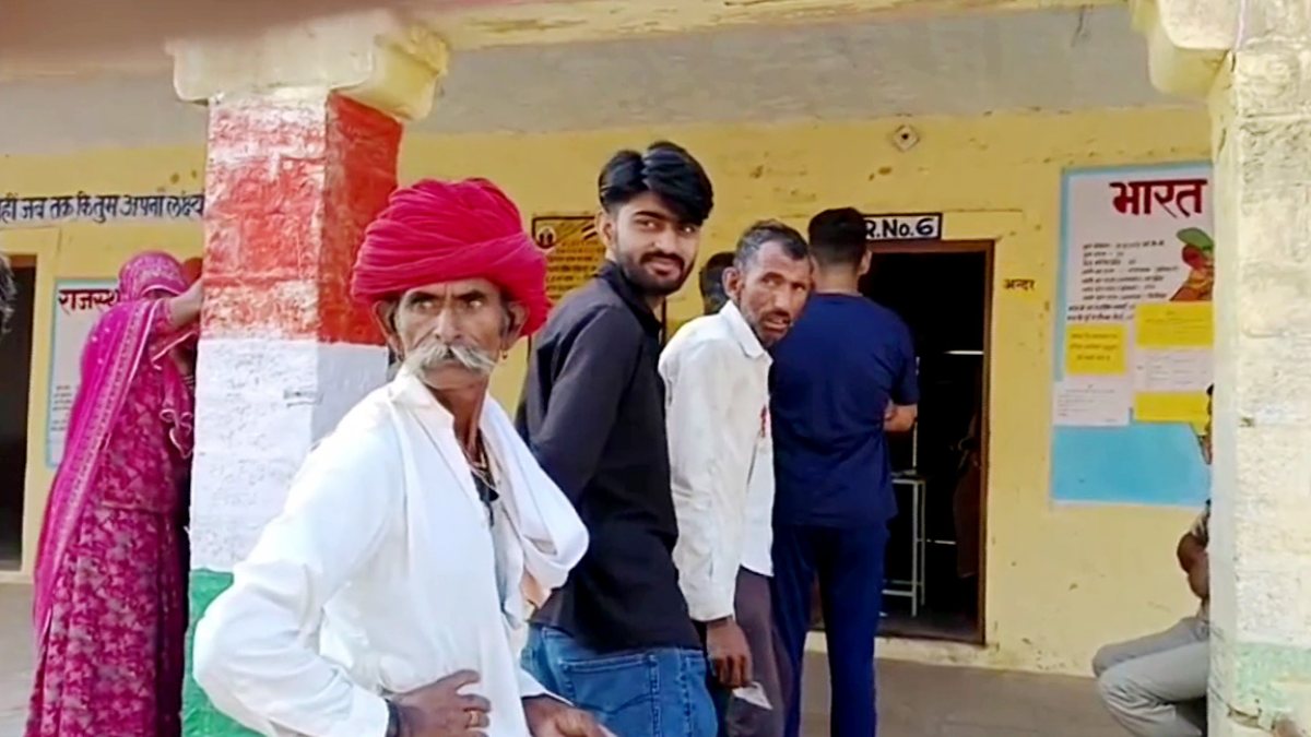 Voters queue at Jodhpur polling booth for Panchayati Raj phase one
