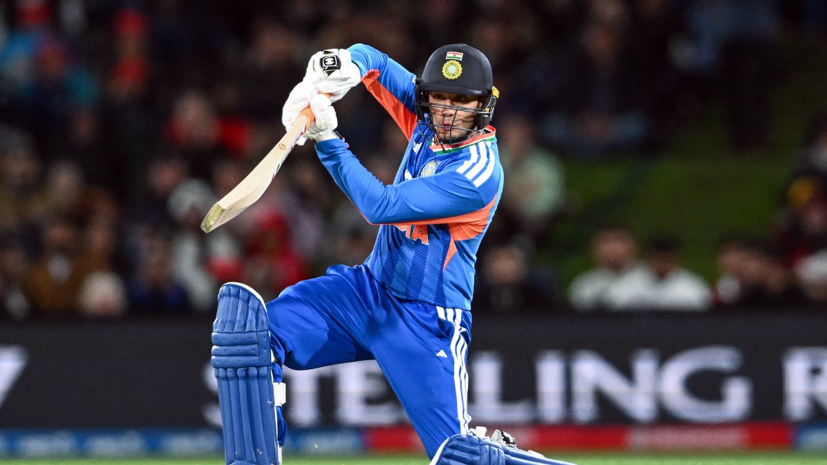Abhishek Sharma plays a shot during 1st T20I against New Zealand