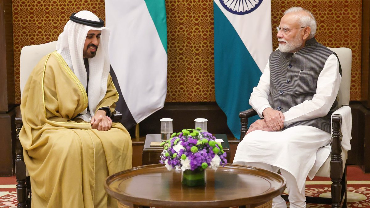 UAE Sheikh Theyab meets PM Modi in New Delhi