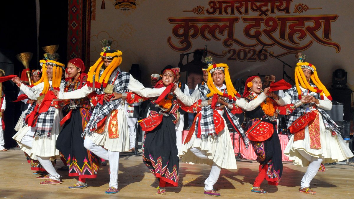 Folk artists perform at Kullu Dussehra festival in Himachal Pradesh
